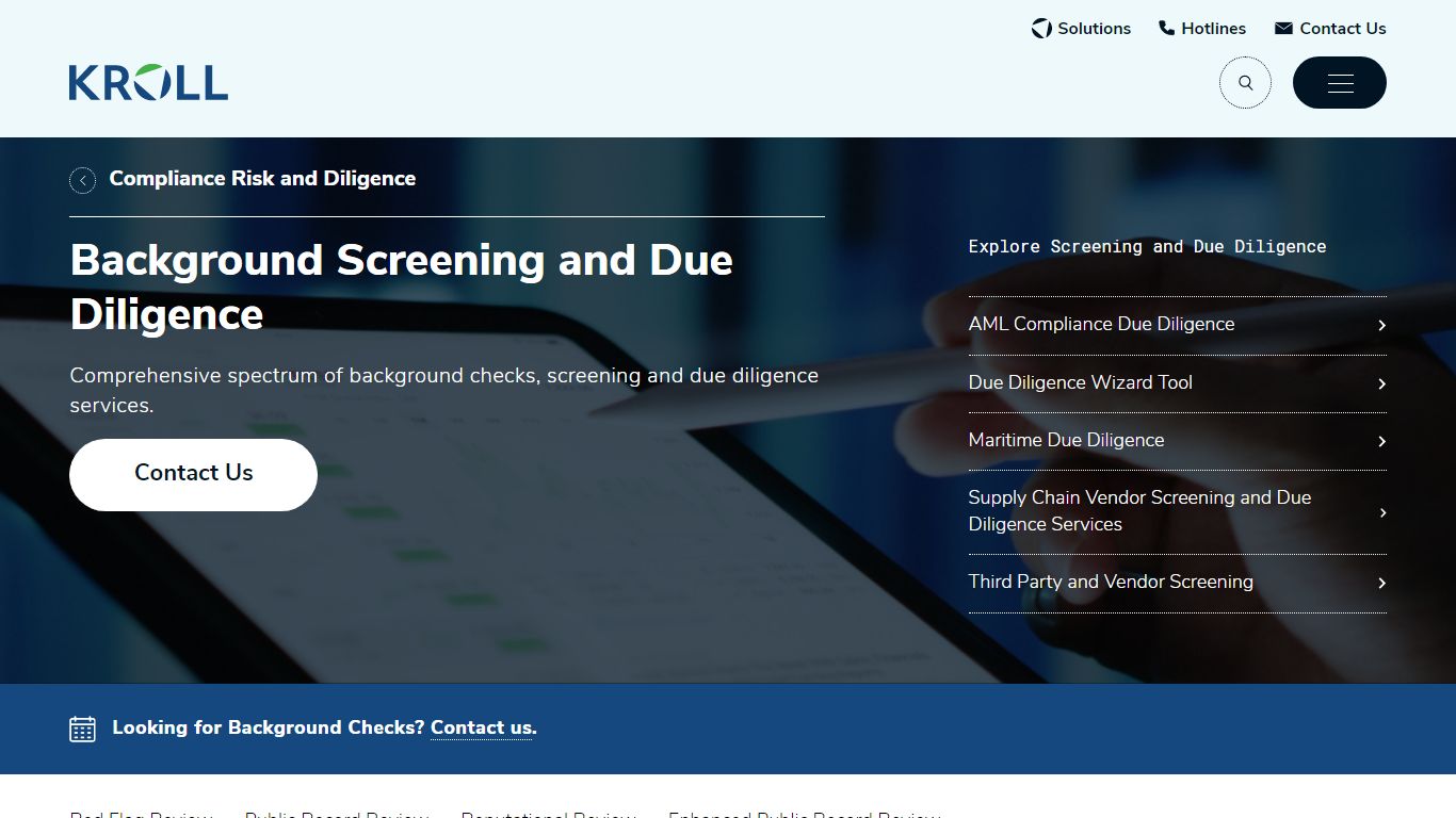 Screening and Due Diligence | Background Checks and Screening - Kroll