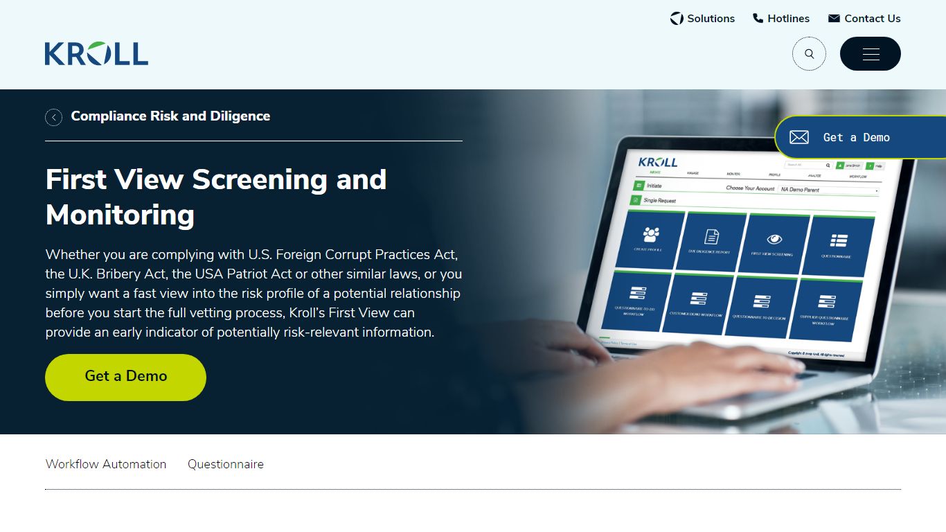 Kroll Compliance Portal | Screening and Monitoring